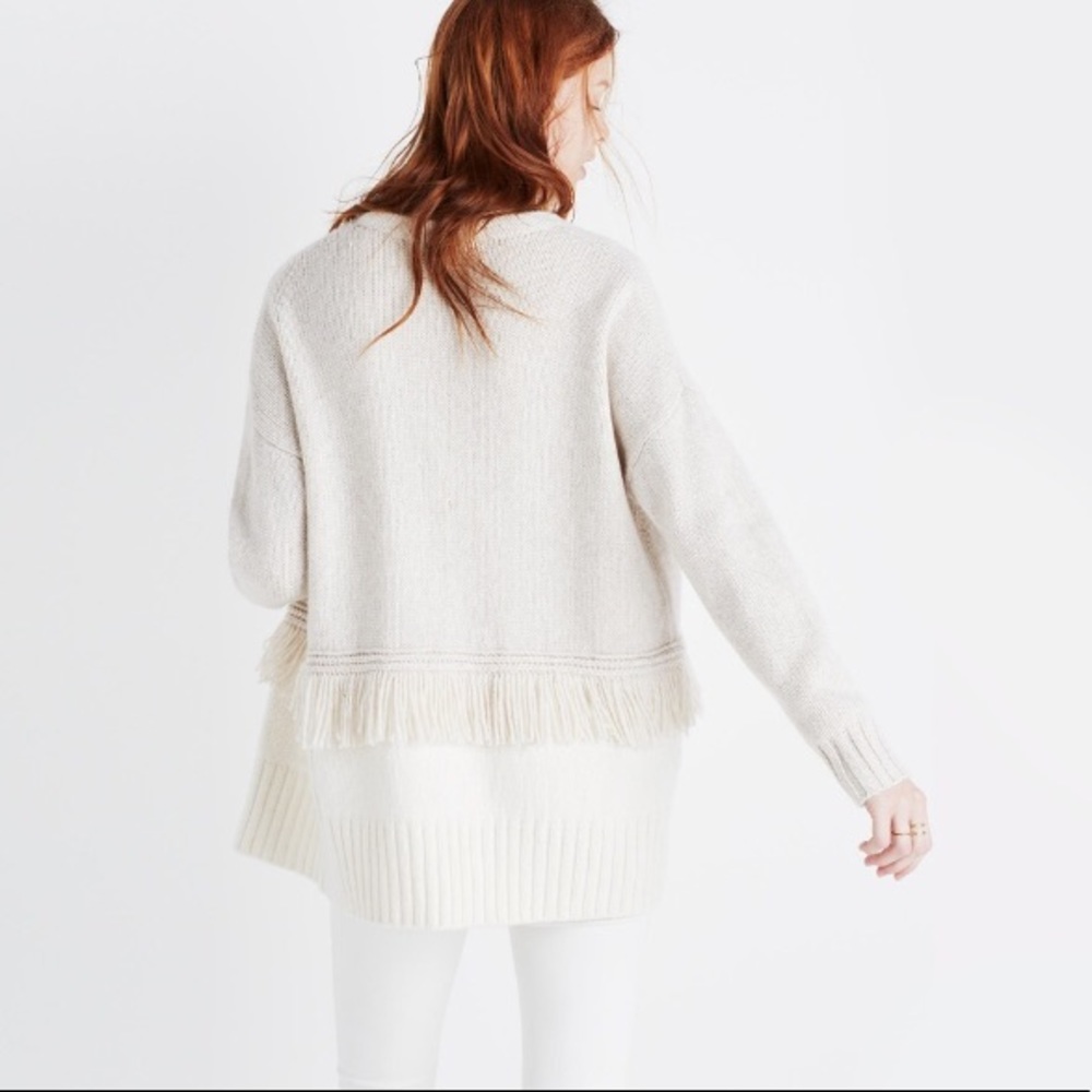 Madewell Fringe Cream Cardigan XS EUC
